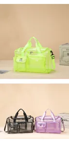 Clear PVC mesh travel beach bag waterproof multi-pocket portable storage tote bag outdoor sports
