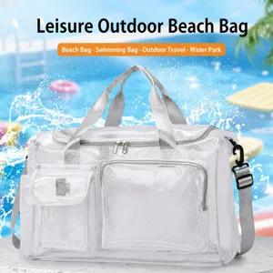 Waterproof PVC Mesh Travel Bag Large Capacity Beach Duffle Bag Outdoor Sports Fitness Gym Bag With Multi Pockets