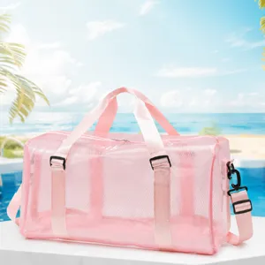 Large Capacity Waterproof PVC Mesh Travel Bag Outdoor Camping Drifting Beach Gym Sports Luggage Bag For Men Women