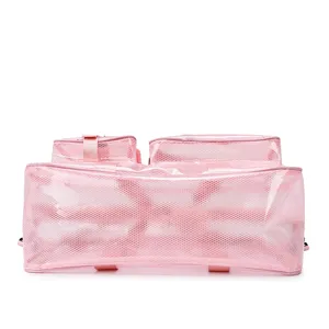 Borsa da viaggio in rete PVC rosa grande capacità trousse da toilette mare impermeabile