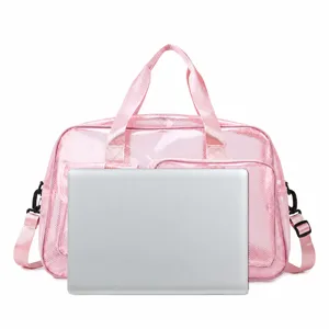 Borsa da viaggio in rete PVC rosa impermeabile grande capacità borsa da spiaggia