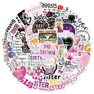 Waterproof Big Sister theme sticker set, ideal for decorating luggage, bottles and guitars.