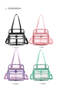 Διαφανής Τσάντα PVC Tote Γήπεδο Εγκεκριμένη Τσάντα Ωμού Casual Ταξιδιού Χεριού 4 Χρώματα
