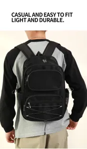 Zaino in rete nera casual uso quotidiano grande capacità multitasche sportivo viaggio