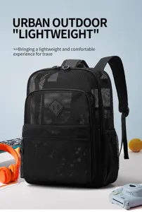 Urban Outdoor leichter schwarzer Mesh-Rucksack, große Kapazität, lässige atmungsaktive Schultasche