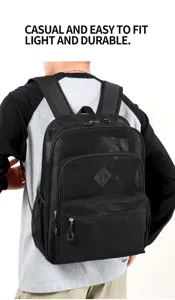 Lässiger minimalistischer Mesh-Schüler-Laptop-Rucksack mit großer Kapazität schwarz