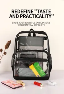 Transparenter PVC Schulrucksack mit grossem Fassungsvermögen und wasserdichter Freizeit Daypack.