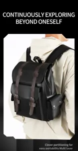 Zaino vintage in pelle PU per uomo donna casual viaggio scuola grande capacità borsa
