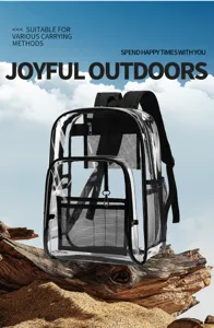 Transparenter PVC Rucksack mit großer Kapazität, Schultasche mit vielen Taschen für Studenten.