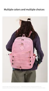 Zaino in rete rosa donna grande capacita borsa scuola studente spiaggia sport tempo libero