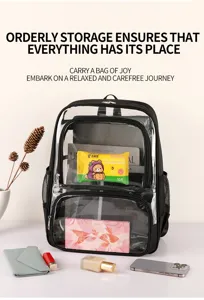 Klarer transparenter Rucksack mit mehreren Faechern grosse Kapazitaet Schulrucksack Alltag