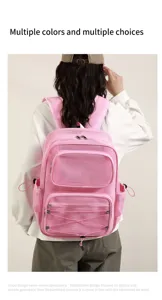 Zaino da spiaggia in rete rosa, borsa fitness ad asciugatura rapida con tasche e grande capacità.