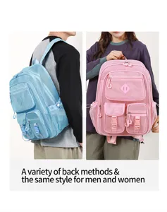 Mesh hollow backpack multi-pocket large capacity casual school bag for men and women daily use