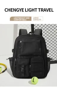 Zaino nero in rete con tasche multiple grande capacita traspirante borsa da viaggio