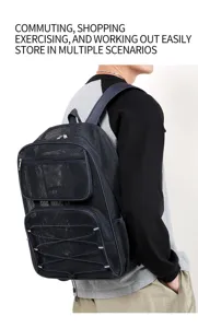 Mesh hollow backpack large capacity casual sports beach travel backpack breathable daypack