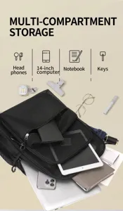 Netz-Rucksack Detailansicht mit Fächern für Laptop und Alltagsgegenstände für Studenten.