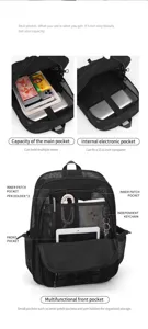 Black mesh hollow backpack with multi pockets, large capacity for beach, school and travel.