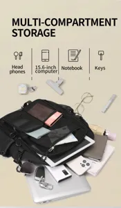Zaino in rete a scomparti multipli, grande borsa per la scuola per viaggi e uso quotidiano.