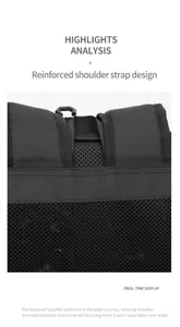 Detail shot of the black mesh backpack featuring reinforced shoulder straps and breathable mesh.