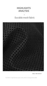 Black nylon mesh fabric detail, high-density durable material for backpack accessories.