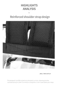 Transparenter Schueler Rucksack Detail mit verstaerkten atmungsaktiven Netz Schultergurten.