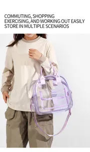 Λεπτομερής όψη διαφανούς τσάντας PVC crossbody, ιδανική για συναυλίες και ταξίδια.