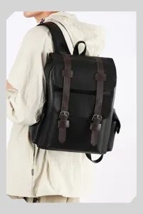 Zaino vintage in pelle PU per uomo donna casual grande capacita viaggio borsa scuola tempo