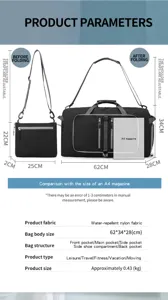 Bolsa de viaje plegable de gran capacidad de nailon impermeable para deporte y gimnasio.