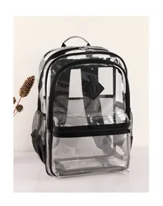 Detailansicht des klaren PVC-Rucksacks, wasserdichter transparenter Schulrucksack für Stadion.