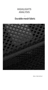 Black mesh backpack detail image showcasing durable and breathable fabric for sports use.