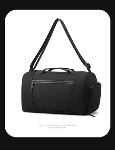 Borsa da viaggio multifunzionale nera con tracolla, grande capacità e tasca laterale.