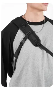 Close-up detail of lightweight nylon crossbody chest bag strap with durable adjustable buckles.