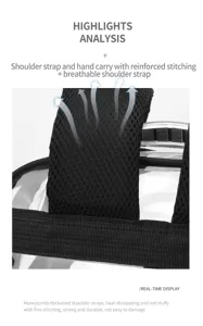 Klares PVC transparentes Rucksack Schultergurt Detail, atmungsaktives Mesh, langlebige Tasche.