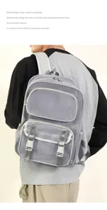 Zaino in rete grigio chiaro grande capacita viaggio tempo libero borsa multi tasche