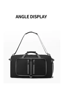 Bolsas de viaje plegables grandes de color negro, gran capacidad para deporte y uso diario