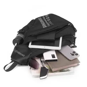 Multifunktionale schwarze Brusttasche Outdoor Sport Umhängetasche mit großem Stauraum.