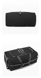 Gran bolsa de viaje plegable negra, bolsa de almacenamiento duradera para deportes.