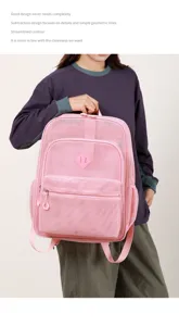 Rosa Mesh Rucksack lässige Schultasche für Studenten leichte atmungsaktive große Kapazität