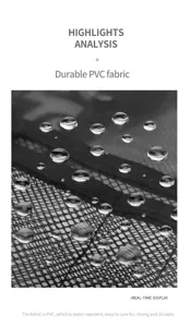 Transparenter PVC-Rucksack Stoffdetail, wasserdichtes haltbares Material Design Ansicht.