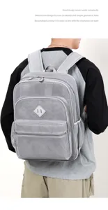 Grauer Mesh Rucksack Freizeit minimalistisch Studenten Laptop Tasche grosse Kapazitaet luftig schick