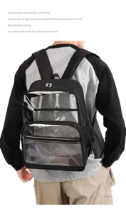 Transparenter Rucksack aus PVC für Schule und Alltag, geräumiger und strapazierfähiger Begleiter.