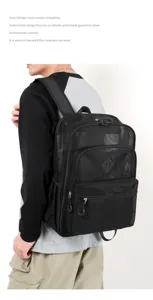 Detailansicht des schwarzen Mesh Studenten Rucksacks, grosse Kapazitaet atmungsaktive Schultasche.