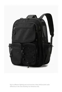 Sac a dos en maille noir casual multi poches grande capacite etudiant voyage ecole
