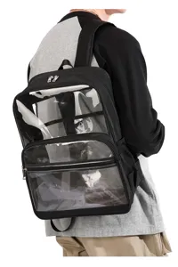 Klarer PVC transparenter Rucksack grosse Kapazitaet Schulranzen schwarzer Besatz Alltag