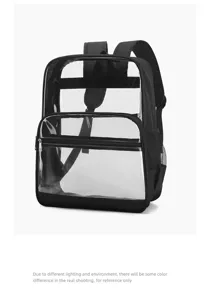 Detailansicht des transparenten Schulruckucks aus langlebigem PVC mit schwarzem Rand.