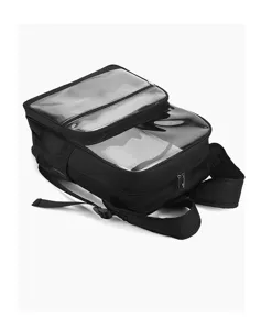 Schwarzer transparenter Rucksack mit PVC-Vorderentasche, lässiger Schulrucksack für den Alltag.