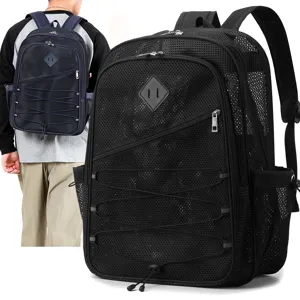 Zaino Casual a Grande Capacità in Rete Traforata Unisex Borsa Scolastica Traspirante Per Spiaggia Viaggi e Sport