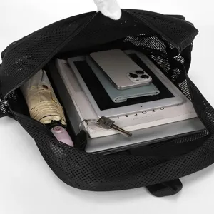 Zaino in rete nera grande capacità borsa da scuola spiaggia asciugatura rapida sport viaggio