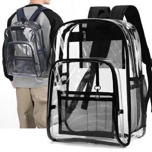 Transparenter PVC Rucksack Großes Kapazität Studenten Schultasche Casual Reise Wasserdichte Mehrfachtaschen Büchertasche