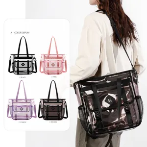 Transparent PVC Beach Bag Waterproof Travel Tote Bag Clear Crossbody Bag With Multi Pockets For Women Men